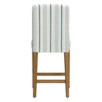 Pior Counter Stool Chair, Blue and White Stripe, Brown Wood Legs -BM334129