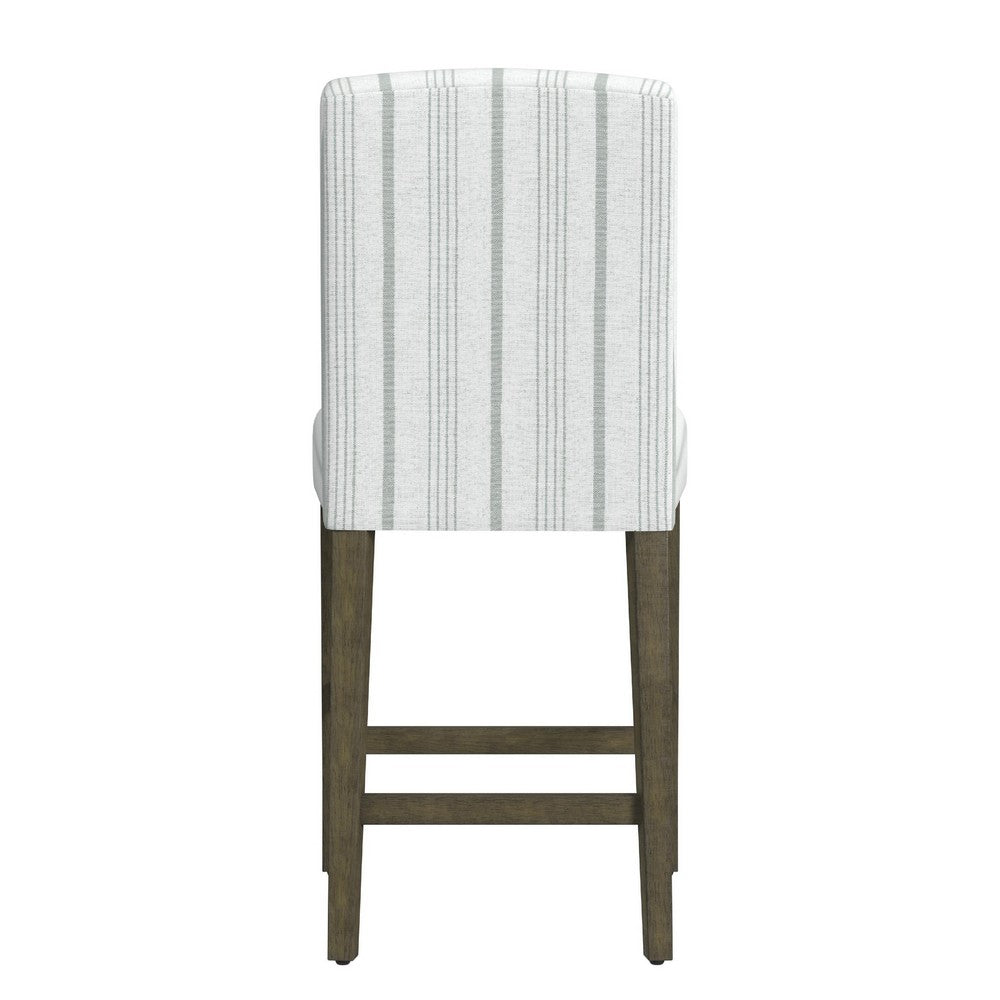 Pior Counter Stool Chair, Dove Gray and White Stripe, Brown Wood Legs -BM334130