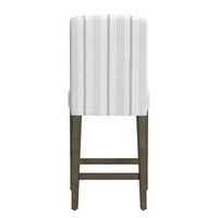 Pior Counter Stool Chair, Dove Gray and White Stripe, Brown Wood Legs -BM334130