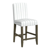 Pior Counter Stool Chair, Dove Gray and White Stripe, Brown Wood Legs -BM334130