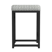 Toko Backless Counter Stool, Floral Gray Polyester, Black Metal -BM334131
