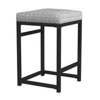 Toko Backless Counter Stool, Floral Gray Polyester, Black Metal -BM334131