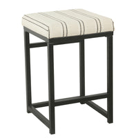 Toko Backless Counter Stool, White Striped Polyester, Industrial Black -BM334133