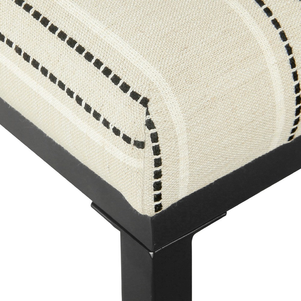 Toko Backless Counter Stool, White Striped Polyester, Industrial Black -BM334133