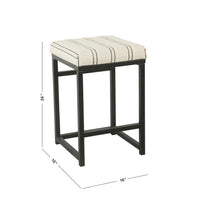Toko Backless Counter Stool, White Striped Polyester, Industrial Black -BM334133