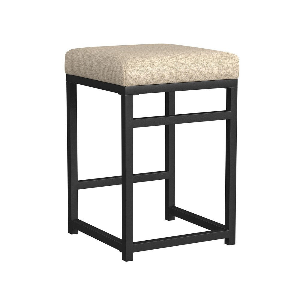 Toko Backless Counter Height Stool, Brown Polyester Industrial Black -BM334134