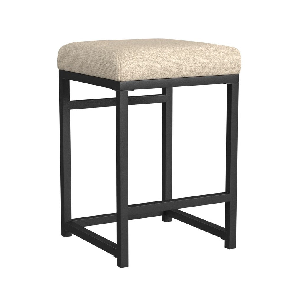 Toko Backless Counter Height Stool, Brown Polyester Industrial Black -BM334134