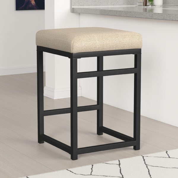 Toko Backless Counter Height Stool, Brown Polyester Industrial Black -BM334134