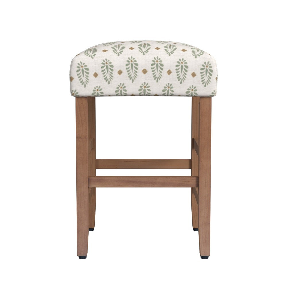 Mola Backless Counter Height Stool, Honey Brown and White Medallion -BM334135