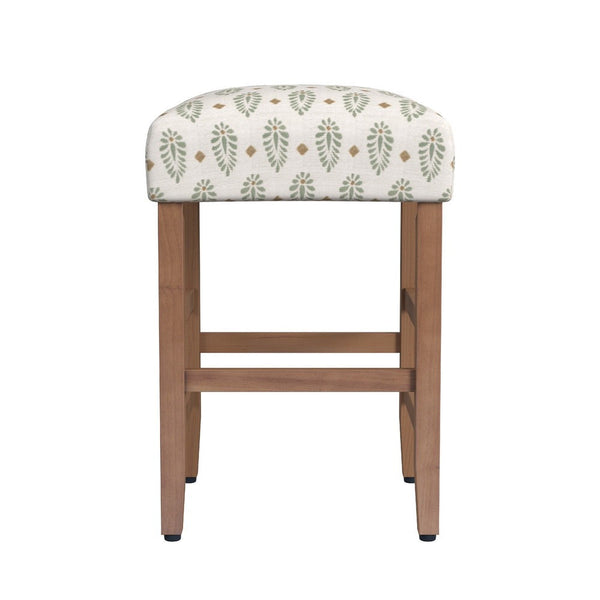 Mola Backless Counter Height Stool, Honey Brown and White Medallion -BM334135