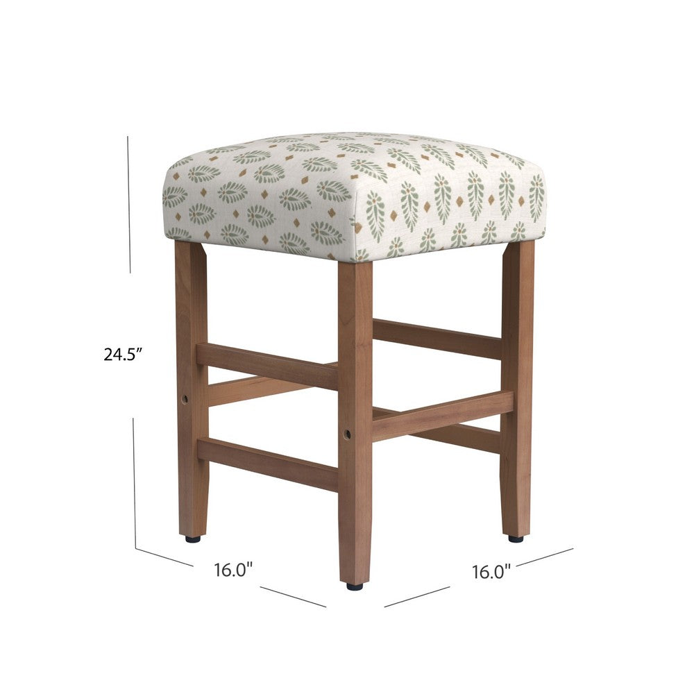 Mola Backless Counter Height Stool, Honey Brown and White Medallion -BM334135