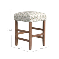 Mola Backless Counter Height Stool, Honey Brown and White Medallion -BM334135