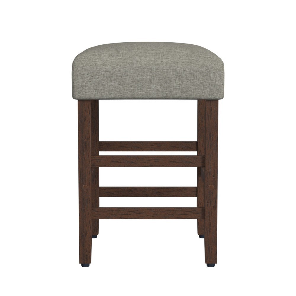 Mola Backless Counter Height Stool, Gray Polyester Seat, Walnut Brown -BM334136