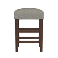 Mola Backless Counter Height Stool, Gray Polyester Seat, Walnut Brown -BM334136