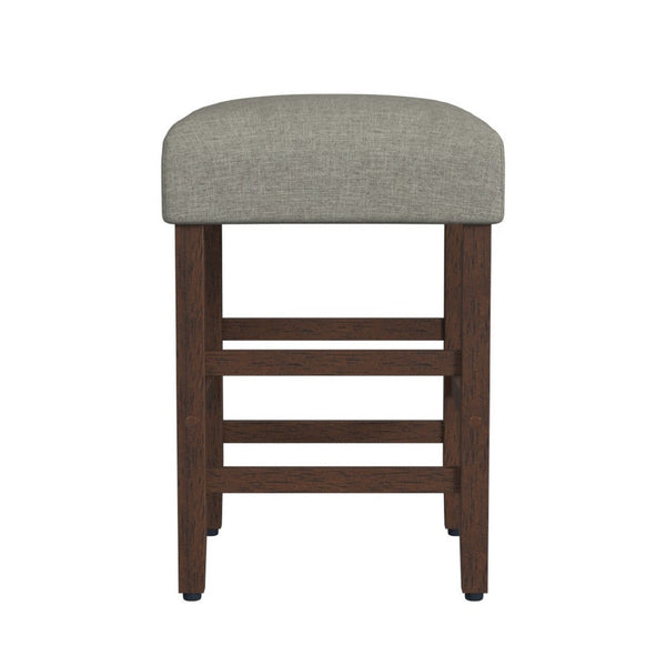 Mola Backless Counter Height Stool, Gray Polyester Seat, Walnut Brown -BM334136