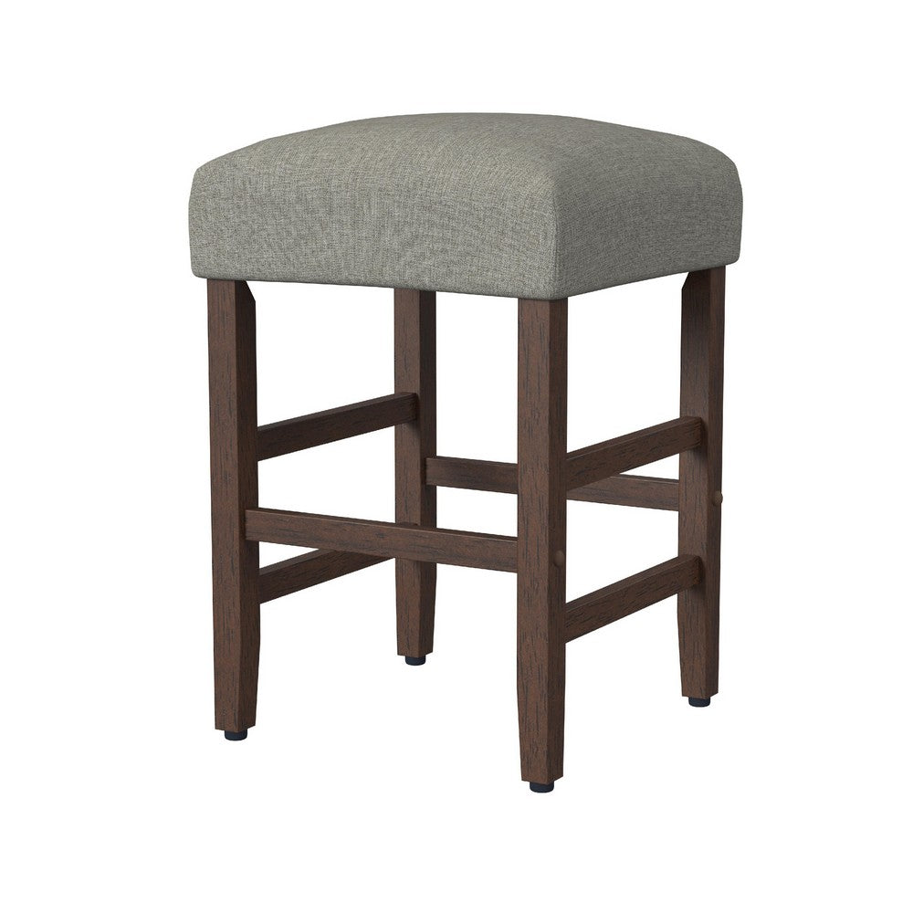 Mola Backless Counter Height Stool, Gray Polyester Seat, Walnut Brown -BM334136