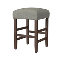 Mola Backless Counter Height Stool, Gray Polyester Seat, Walnut Brown -BM334136