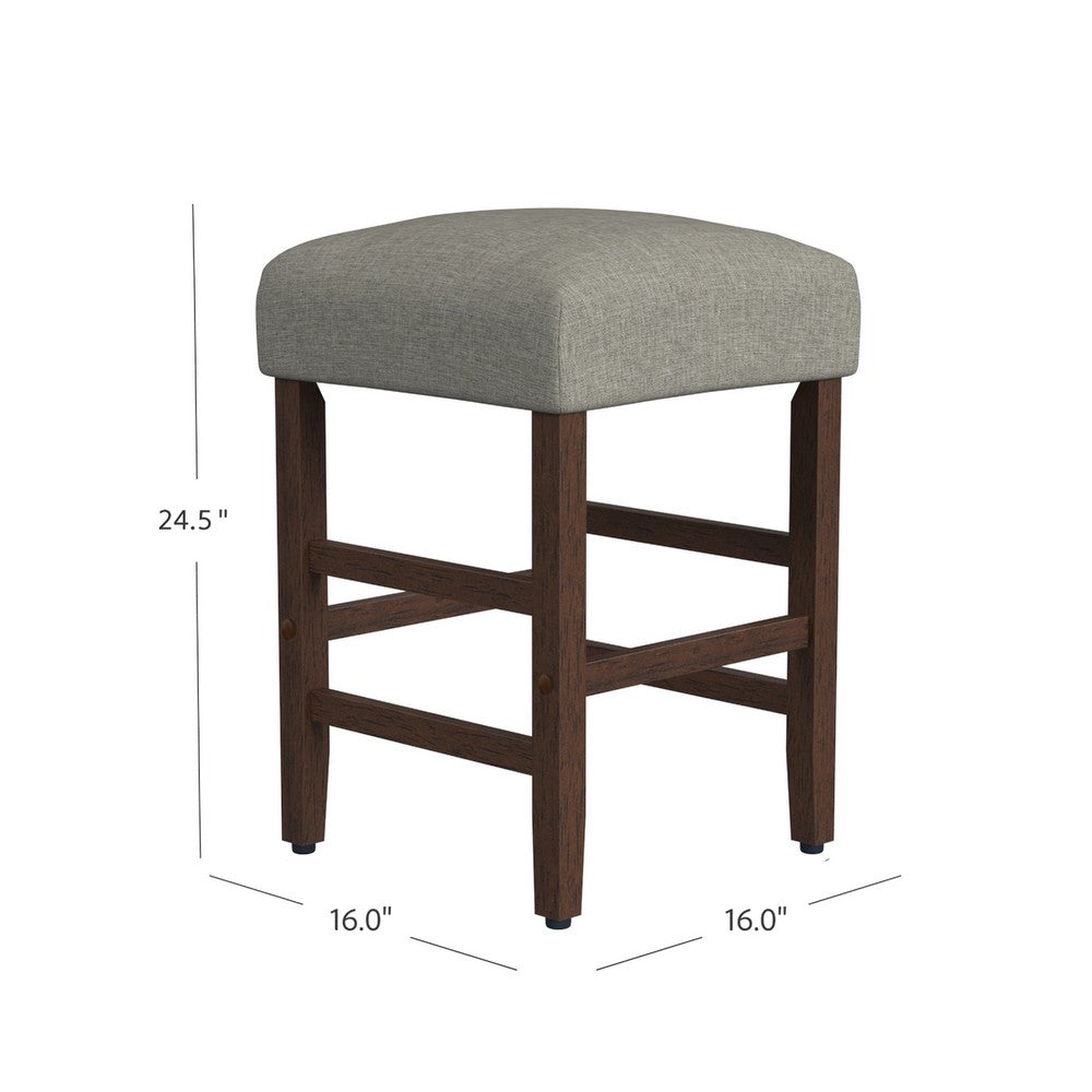 Mola Backless Counter Height Stool, Gray Polyester Seat, Walnut Brown -BM334136