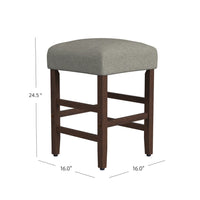 Mola Backless Counter Height Stool, Gray Polyester Seat, Walnut Brown -BM334136