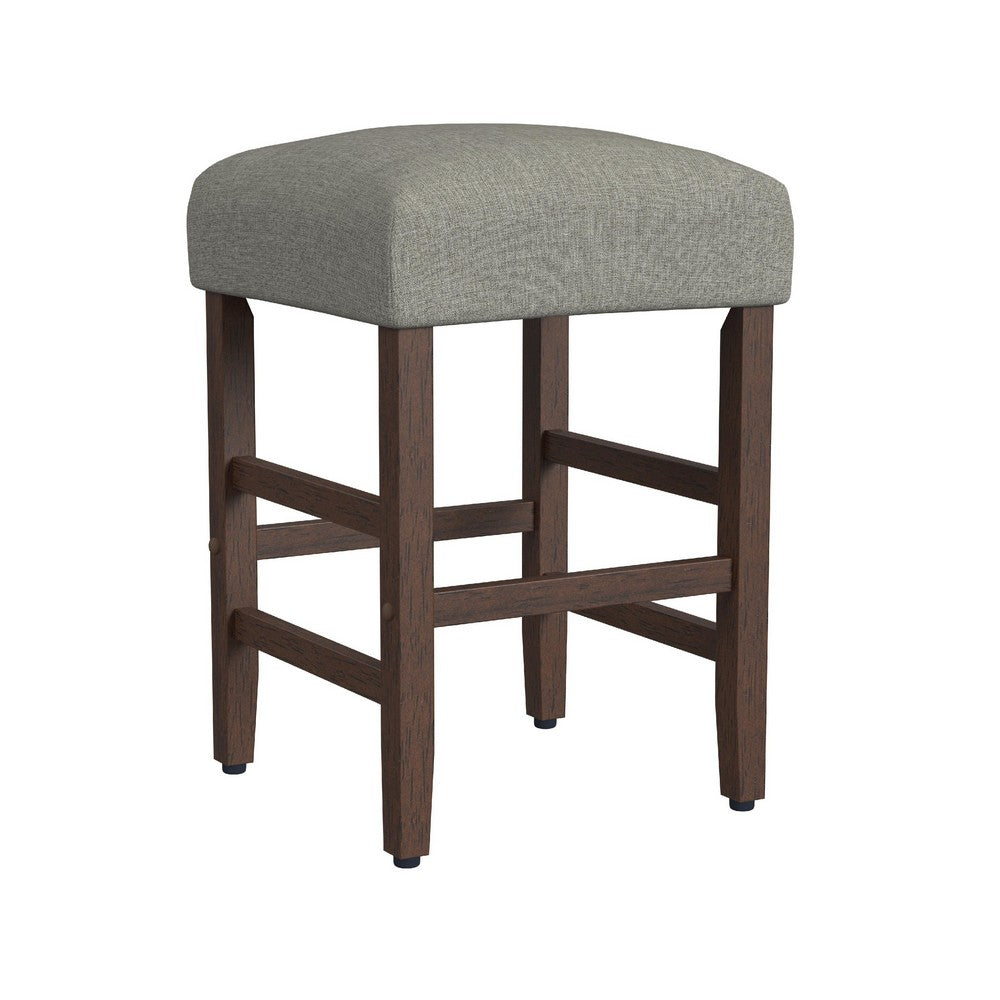 Mola Backless Counter Height Stool, Gray Polyester Seat, Walnut Brown -BM334136