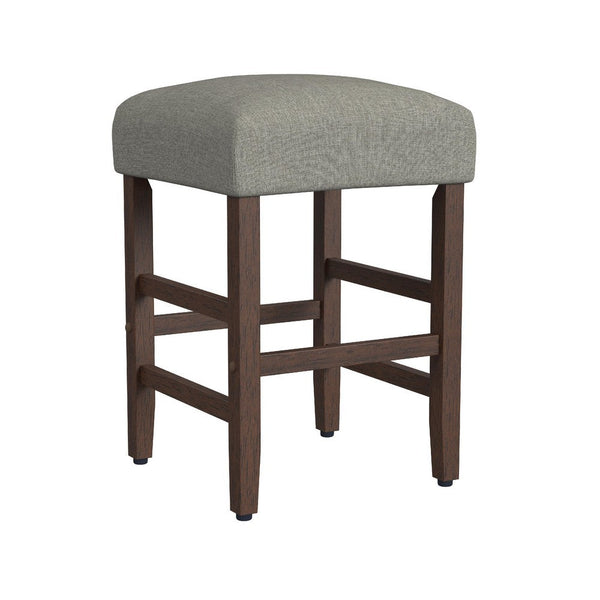 Mola Backless Counter Height Stool, Gray Polyester Seat, Walnut Brown -BM334136