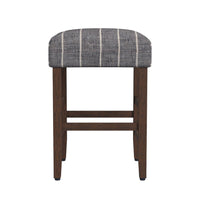 Mola Backless Counter Height Stool, Navy Blue Striped Polyester, Brown -BM334137