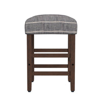 Mola Backless Counter Height Stool, Navy Blue Striped Polyester, Brown -BM334137