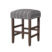 Mola Backless Counter Height Stool, Navy Blue Striped Polyester, Brown -BM334137
