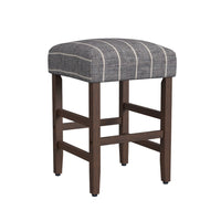 Mola Backless Counter Height Stool, Navy Blue Striped Polyester, Brown -BM334137