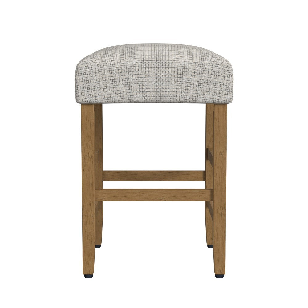 Mola Backless Counter Height Stool, Cream Green Pattern, Honey Brown -BM334138