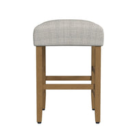 Mola Backless Counter Height Stool, Cream Green Pattern, Honey Brown -BM334138
