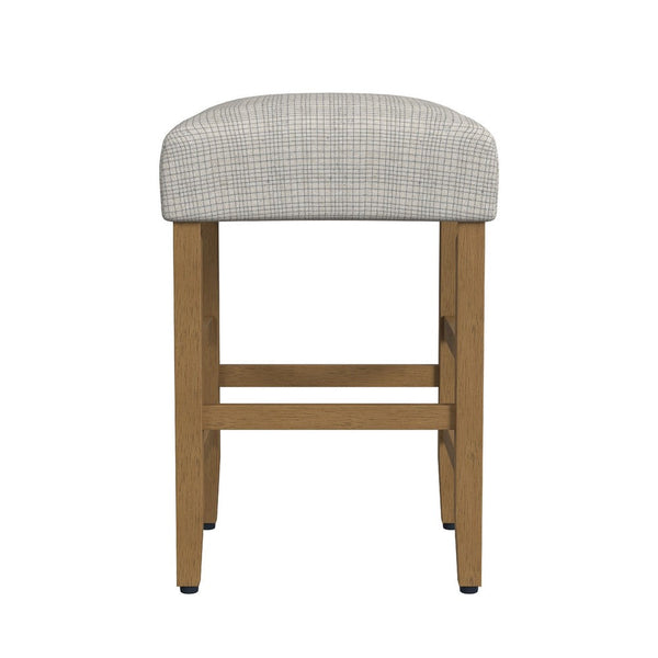 Mola Backless Counter Height Stool, Cream Green Pattern, Honey Brown -BM334138