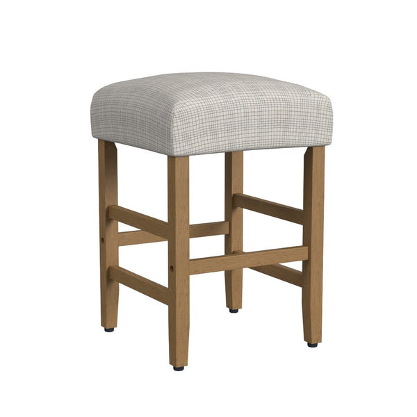 Mola Backless Counter Height Stool, Cream Green Pattern, Honey Brown -BM334138