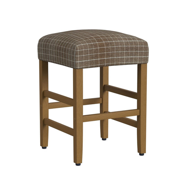 Mola Backless Counter Height Stool, Window Pane Pattern Seat, Brown -BM334139