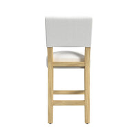 Bowo Counter Stool Chair, White Fabric Seat, Brown Hardwood Legs -BM334140