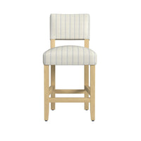 Bowo Counter Stool Chair, Cream and Blue Stripes, Brown Hardwood Legs -BM334141
