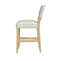 Bowo Counter Stool Chair, Cream and Blue Stripes, Brown Hardwood Legs -BM334141