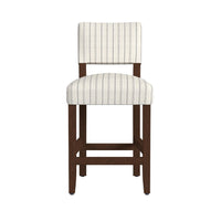Bowo Counter Stool Chair, Cream and Black Stripes, Brown Hardwood Legs -BM334142