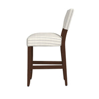 Bowo Counter Stool Chair, Cream and Black Stripes, Brown Hardwood Legs -BM334142
