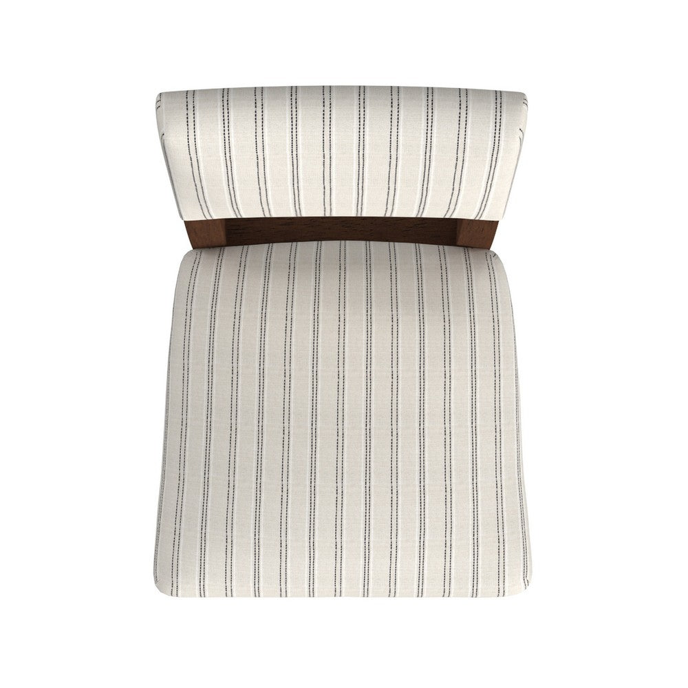 Bowo Counter Stool Chair, Cream and Black Stripes, Brown Hardwood Legs -BM334142