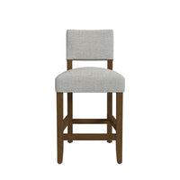 Bowo Counter Stool Chair, Gray Woven Fabric, Brown Hardwood Legs -BM334143