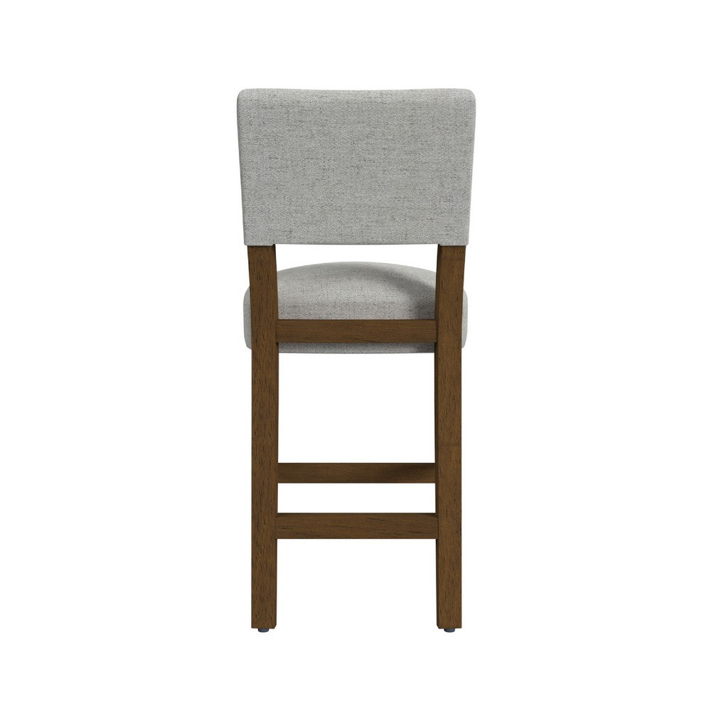 Bowo Counter Stool Chair, Gray Woven Fabric, Brown Hardwood Legs -BM334143