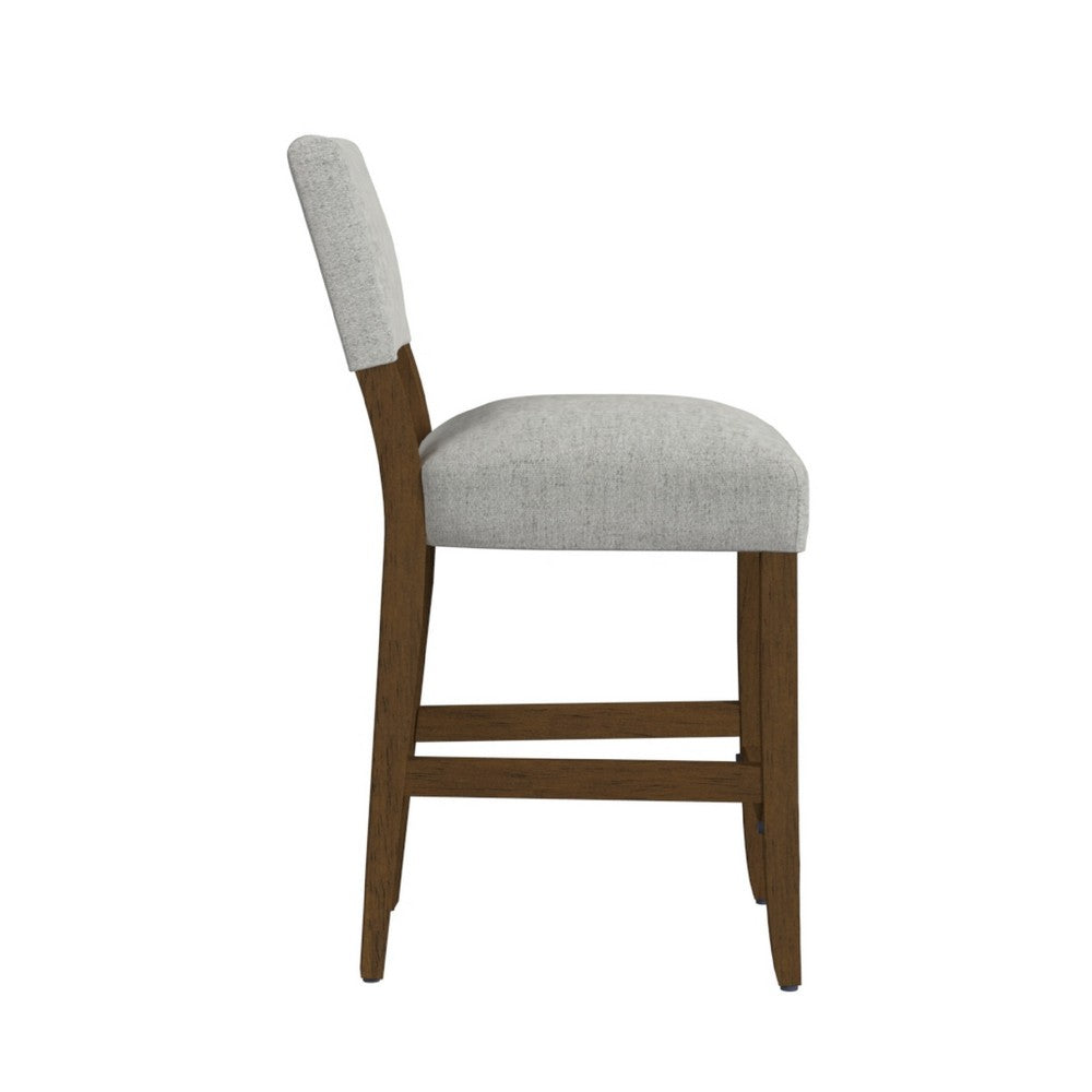 Bowo Counter Stool Chair, Gray Woven Fabric, Brown Hardwood Legs -BM334143
