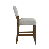 Bowo Counter Stool Chair, Gray Woven Fabric, Brown Hardwood Legs -BM334143