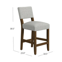 Bowo Counter Stool Chair, Gray Woven Fabric, Brown Hardwood Legs -BM334143