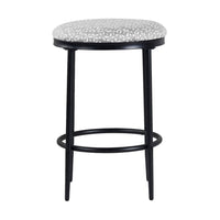 Nion Backless Counter Stool, Black Metal Legs, Gray Diamond Pattern -BM334144