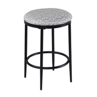 Nion Backless Counter Stool, Black Metal Legs, Gray Diamond Pattern -BM334144