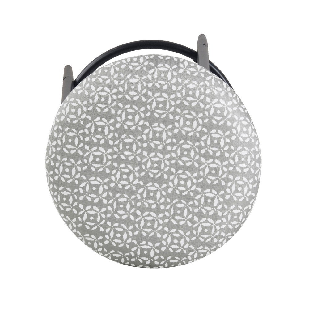 Nion Backless Counter Stool, Black Metal Legs, Gray Diamond Pattern -BM334144