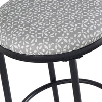 Nion Backless Counter Stool, Black Metal Legs, Gray Diamond Pattern -BM334144