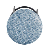 Nion Backless Counter Height Stool, Black Metal, Blue Medallion Print -BM334145